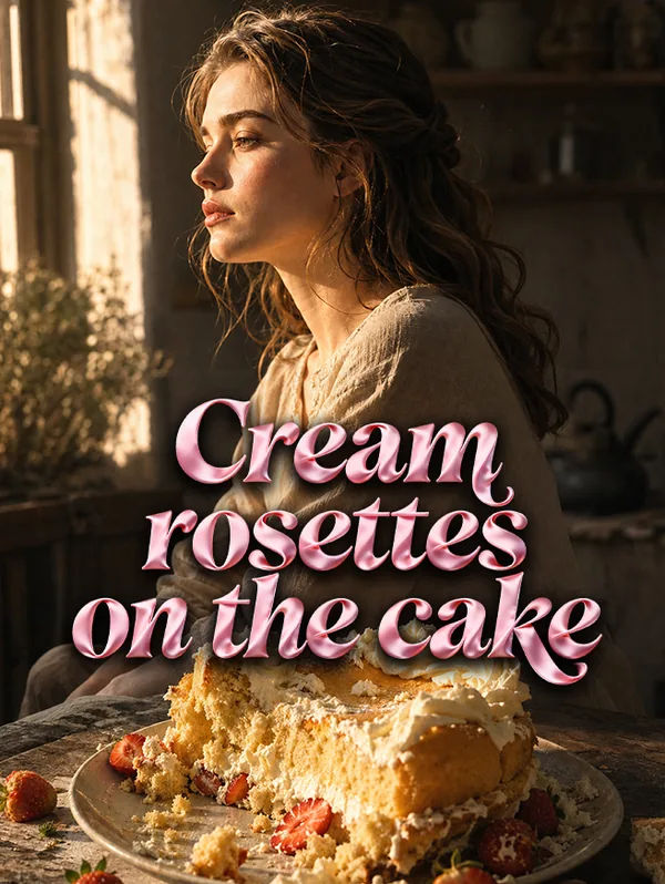 Cream rosettes on the cake poster